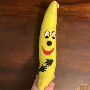 Vintage Banana Plush Toy with a Paper Face 14.5 inch